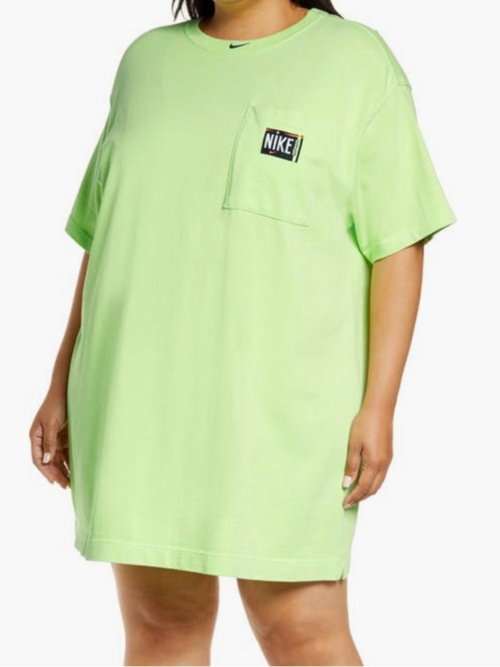 🌷Nike Sportswear T-Shirt Dress in Neon Lime - Picture 6 of 7